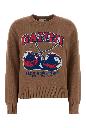 Ganni Fine cotton graphic sweater cherry