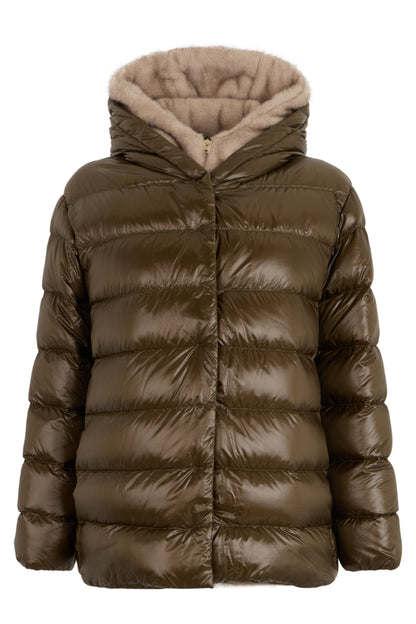 Padded jacket with hood with synthetic fur RTW