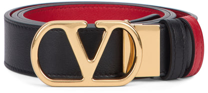 Valentino Garavani VLogo Signature Reversible Belt in glossy leather