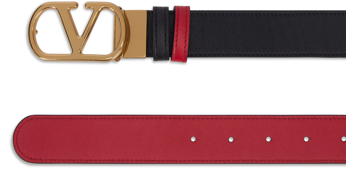 Valentino Garavani VLogo Signature Reversible Belt in glossy leather