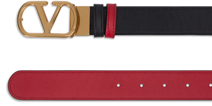 Valentino Garavani VLogo Signature Reversible Belt in glossy leather