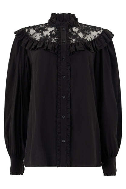 Silk blouse with ruffles RTW