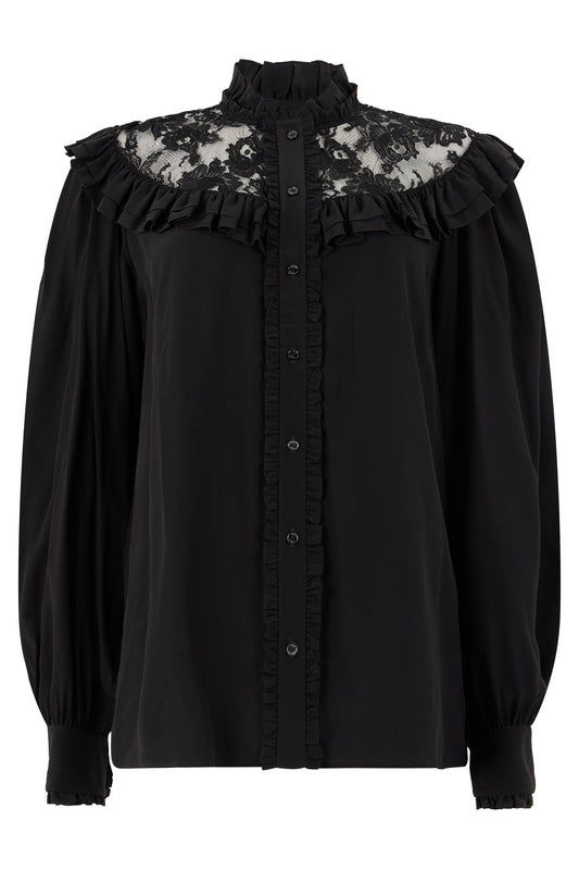 Silk blouse with ruffles RTW