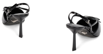 Décolleté slingback in brushed leather RTW