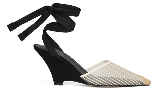 Elegant shoes with heel and decorative ribbon SHOES