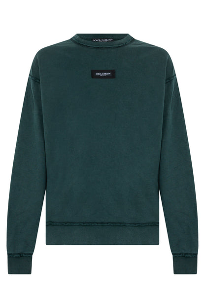 Cotton sweatshirt vintage effect and logo RTW
