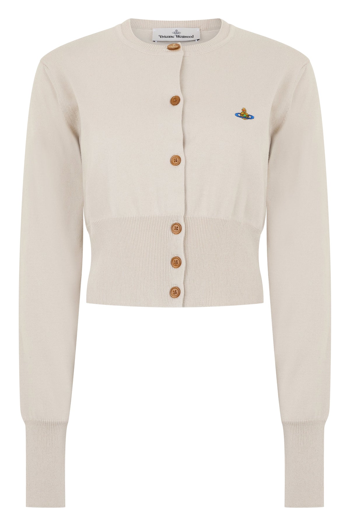 Beige cropped cardigan in soft cotton RTW