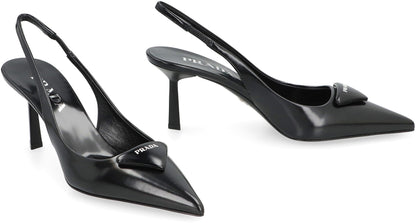 Décolleté slingback in brushed leather RTW