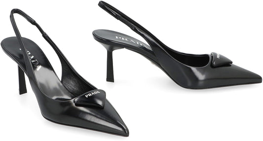 Décolleté slingback in brushed leather RTW
