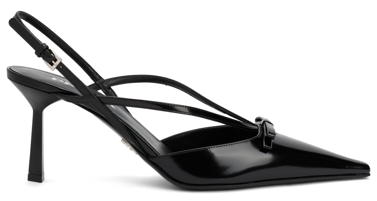 Décolleté slingback in brushed leather RTW