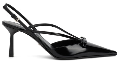 Décolleté slingback in brushed leather RTW