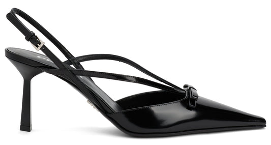 Décolleté slingback in brushed leather RTW