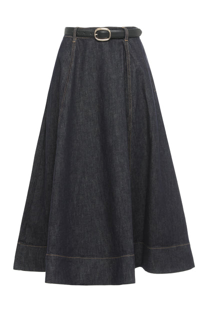 Flared midi dress in denim RTW