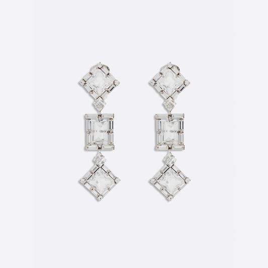 Alessandra Rich Crystal square earrings with pendant