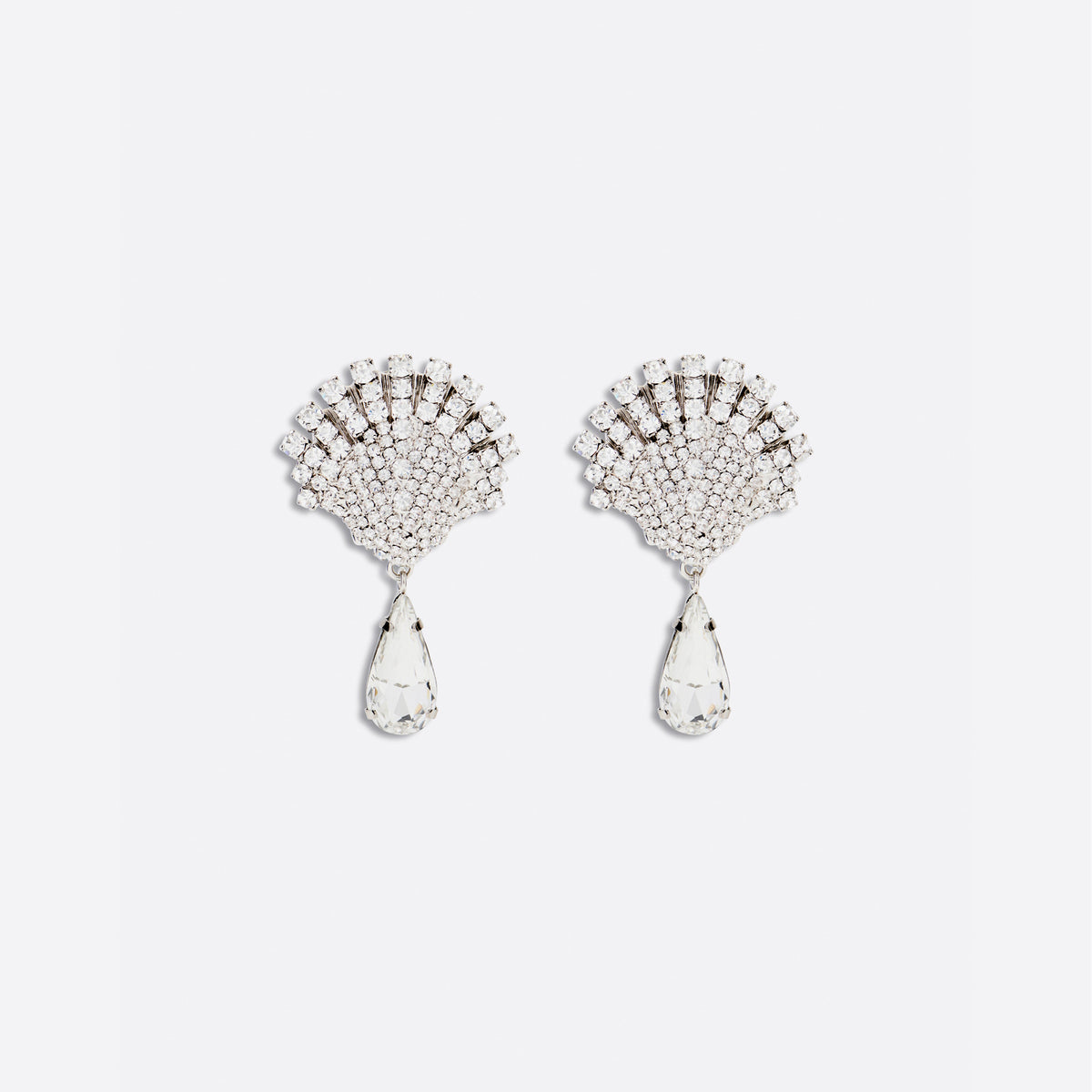 Alessandra Rich Crystal shell earrings with crystal drop