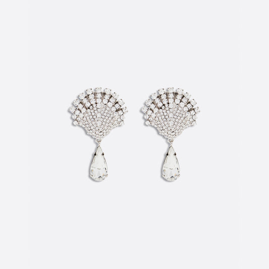 Alessandra Rich Crystal shell earrings with crystal drop