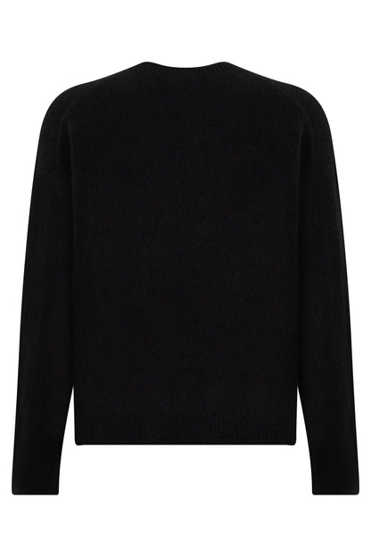 Crew neck sweater in alpaca wool with logo RTW