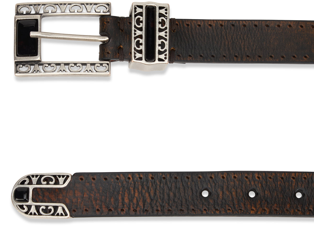 Leather belt with decorated buckle ACC