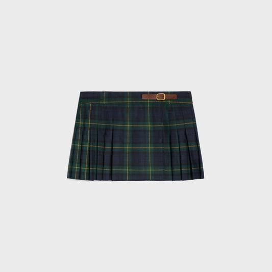 Celine Mini jupe kilt detail cuir