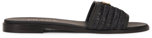 Slider sandals in leather with crochet details SHOES
