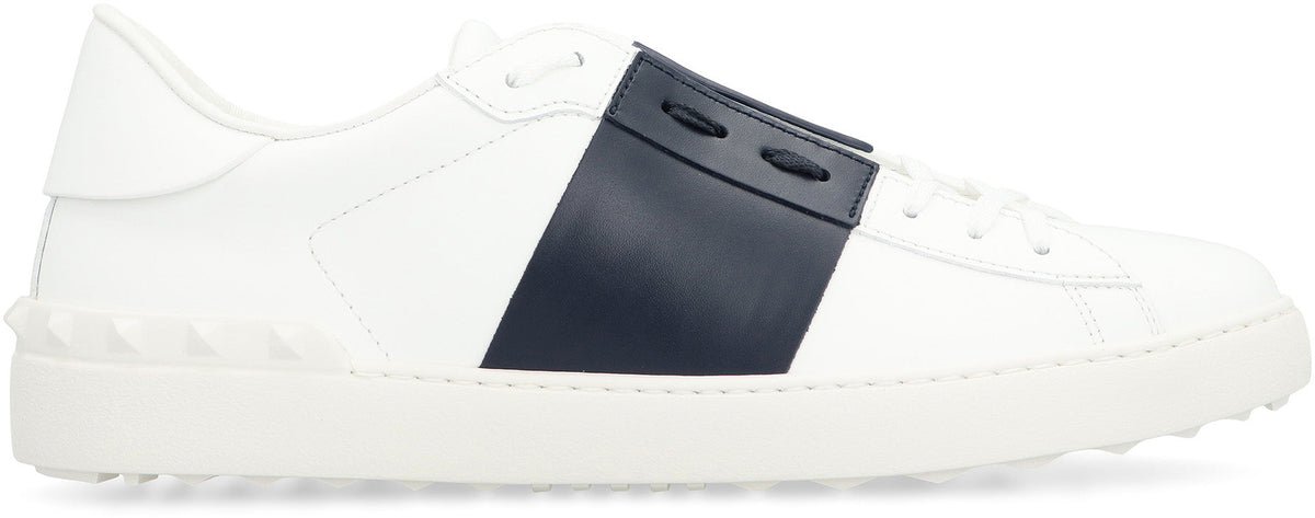 Open leather low-top sneakers SHOES