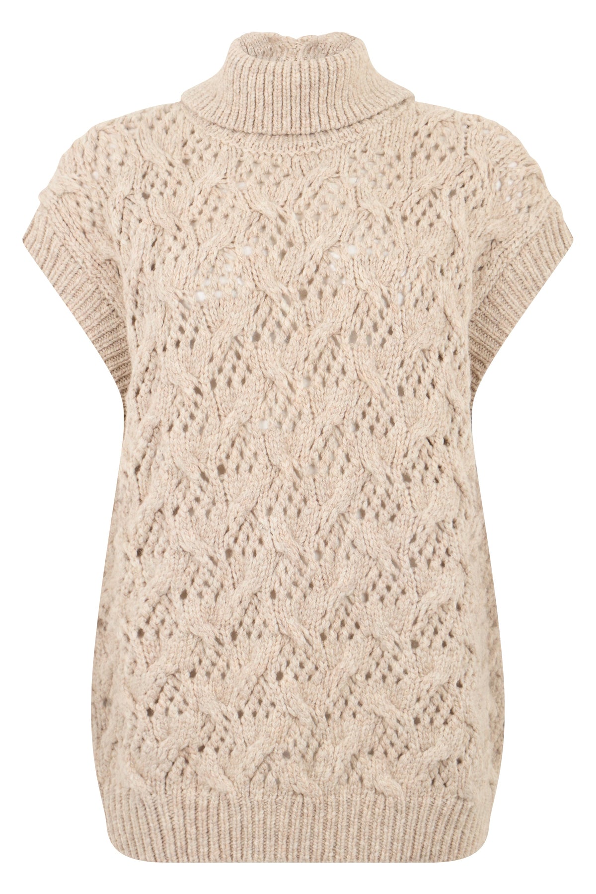 Sweater without sleeves with woven pattern RTW