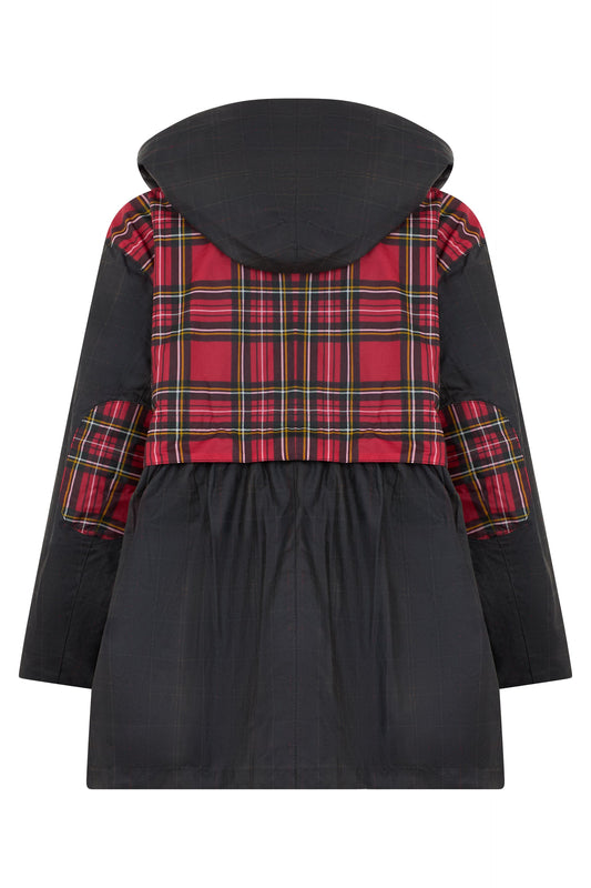 Rain jacket with peplum and tartan details RTW