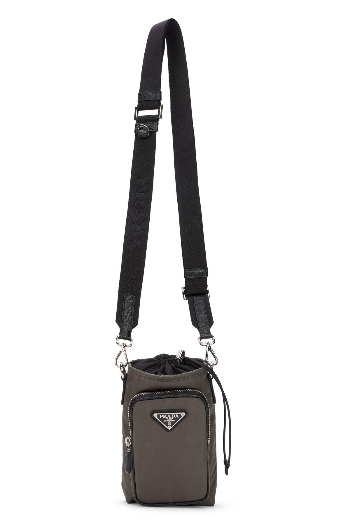 Phone case in Re-Nylon black with shoulder strap RTW