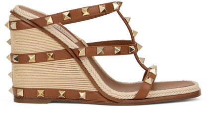 Valentino Garavani Wedge Sandal Rockstud In Calfskin With Cornely Embroidery