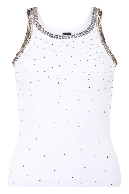 Tank top in jersey with studs and rhinestones RTW