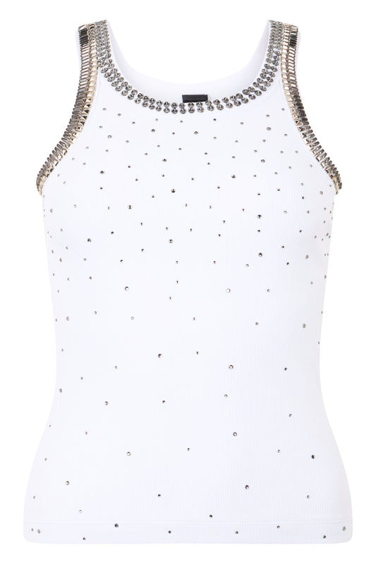 Tank top in jersey with studs and rhinestones RTW