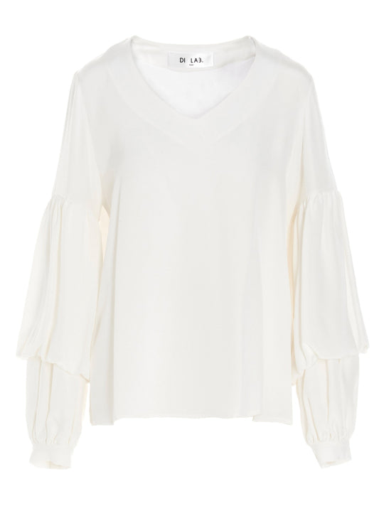 Puff-sleeve silk shirt Shirt, blouse