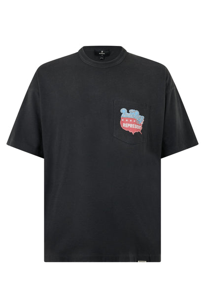 Black comfortable T-shirt with stylish logo RTW
