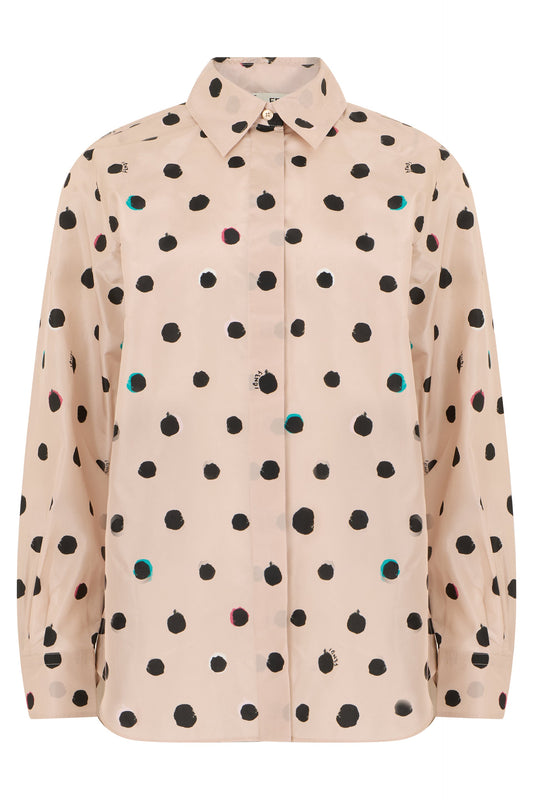 Polka dot shirt beige, versatile and comfortable style RTW