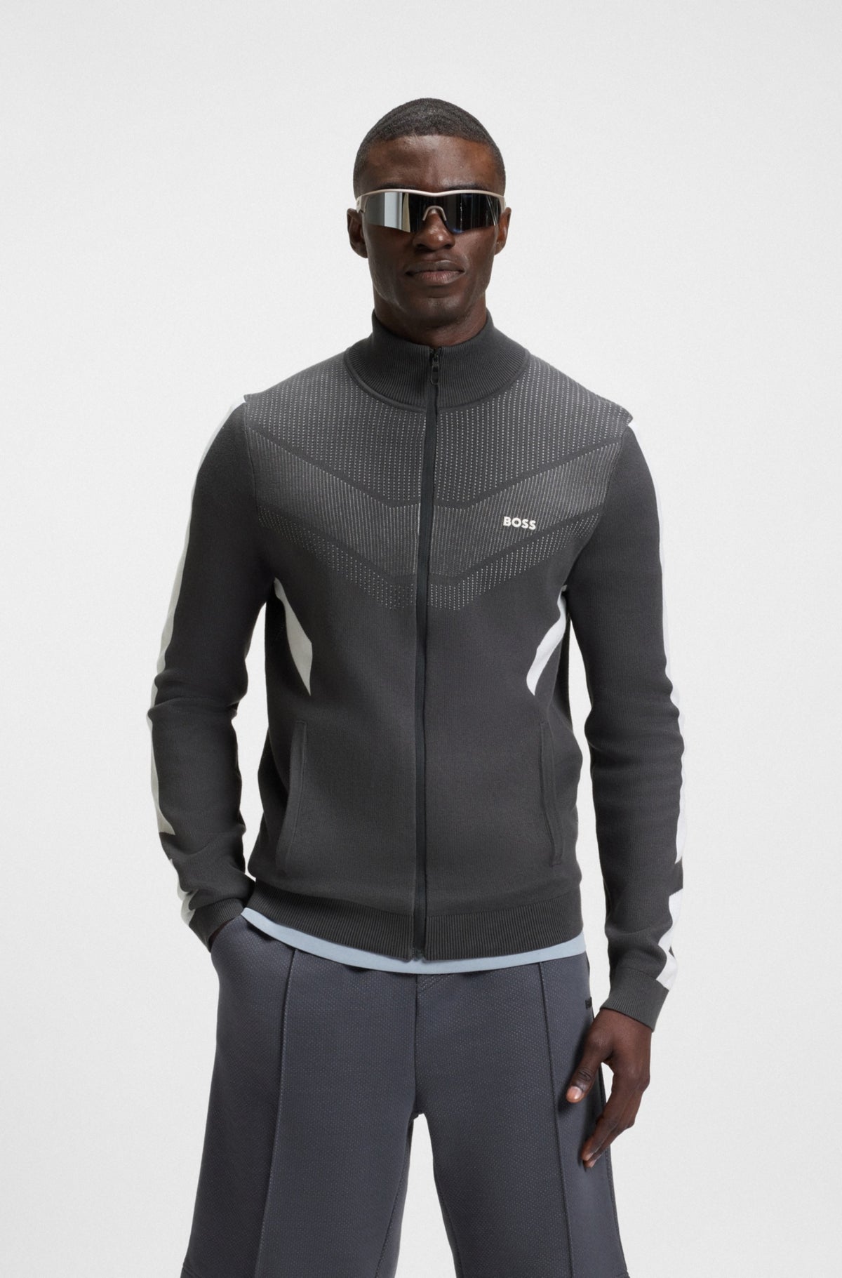 Cotton sweatshirt with zip and high collar RTW