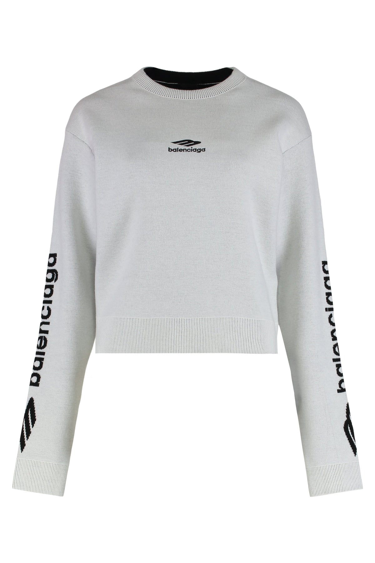 Crew neck sweater in wool double face RTW