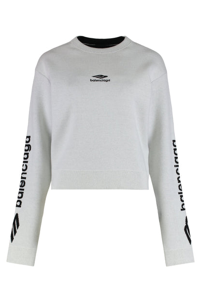 Crew neck sweater in wool double face RTW