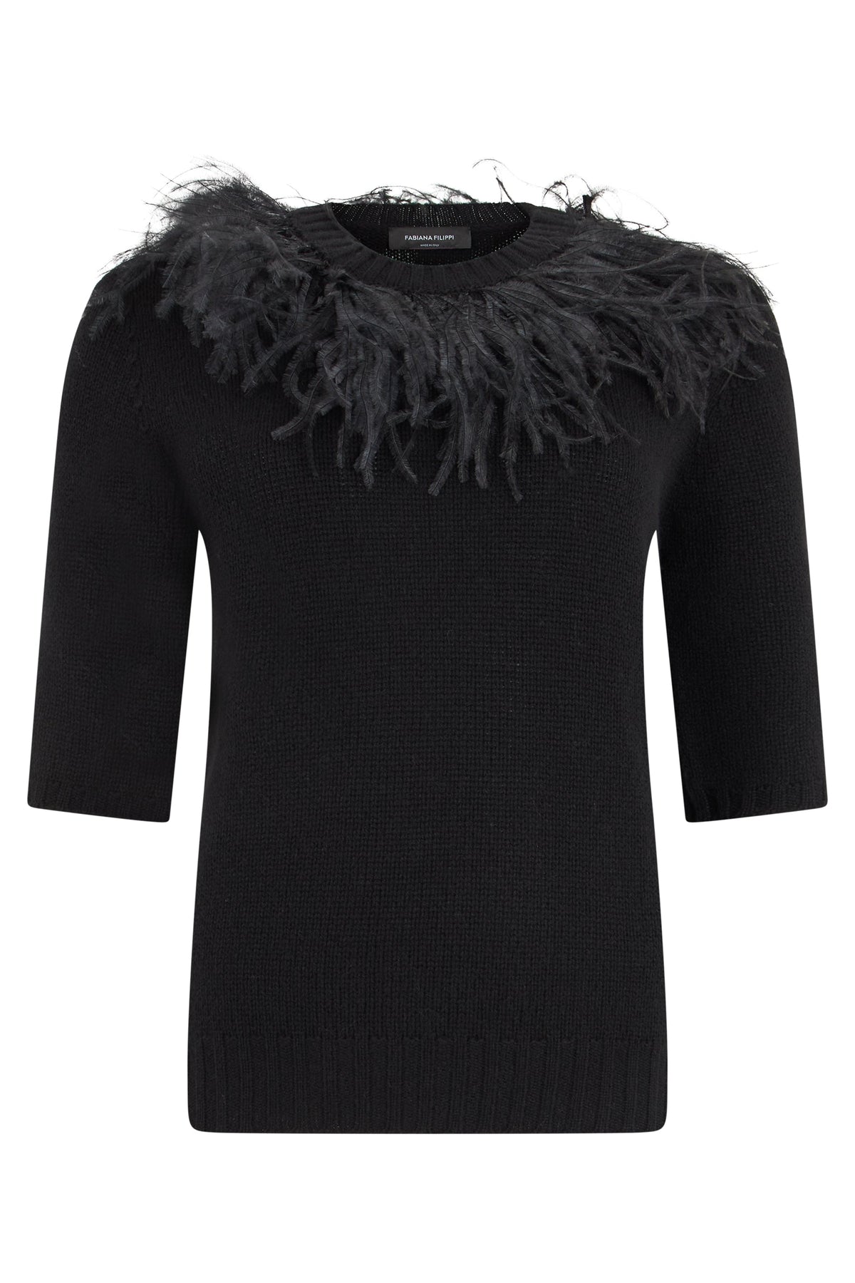 Cashmere blend pullover with feathers RTW