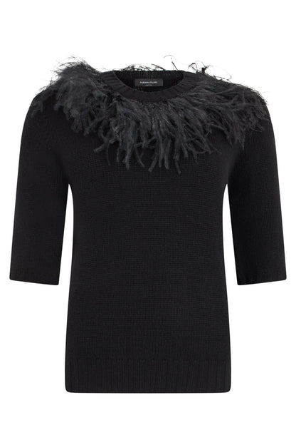 Cashmere blend pullover with feathers RTW