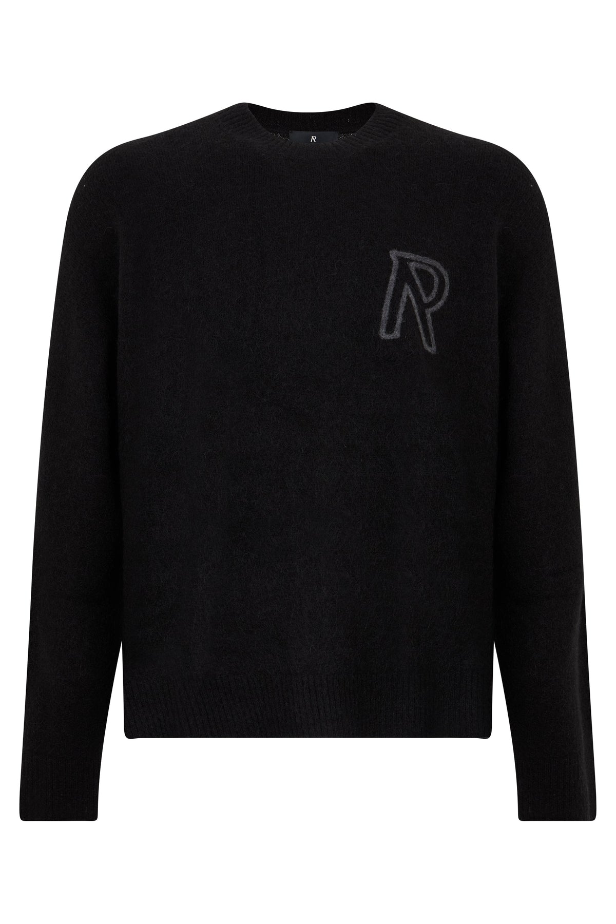Crew neck sweater in alpaca wool with logo RTW
