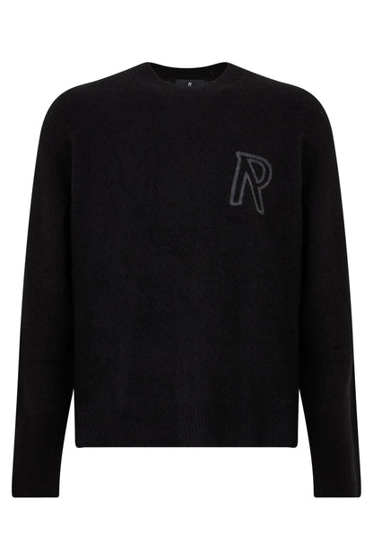 Crew neck sweater in alpaca wool with logo RTW