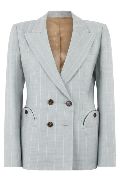 Double-breasted blazer in silk-linen blend RTW