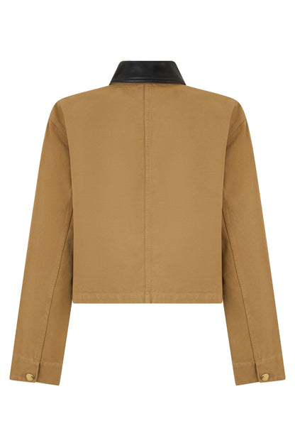 Short beige jacket with dark elegant collar RTW