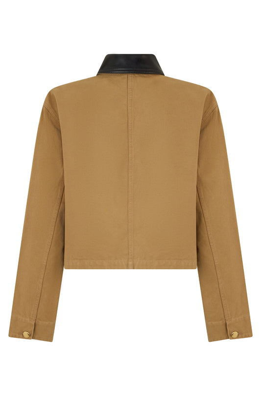 Short beige jacket with dark elegant collar RTW