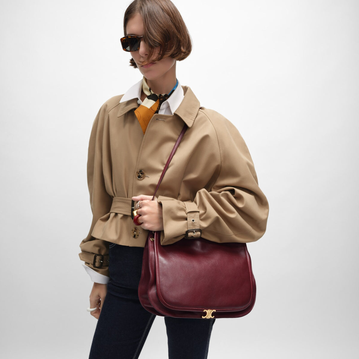 CELINE Shoulder bag Bisaccia Triomphe in shiny leather