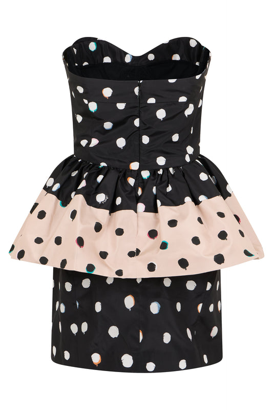 Mini dress in taffeta with polka dots RTW