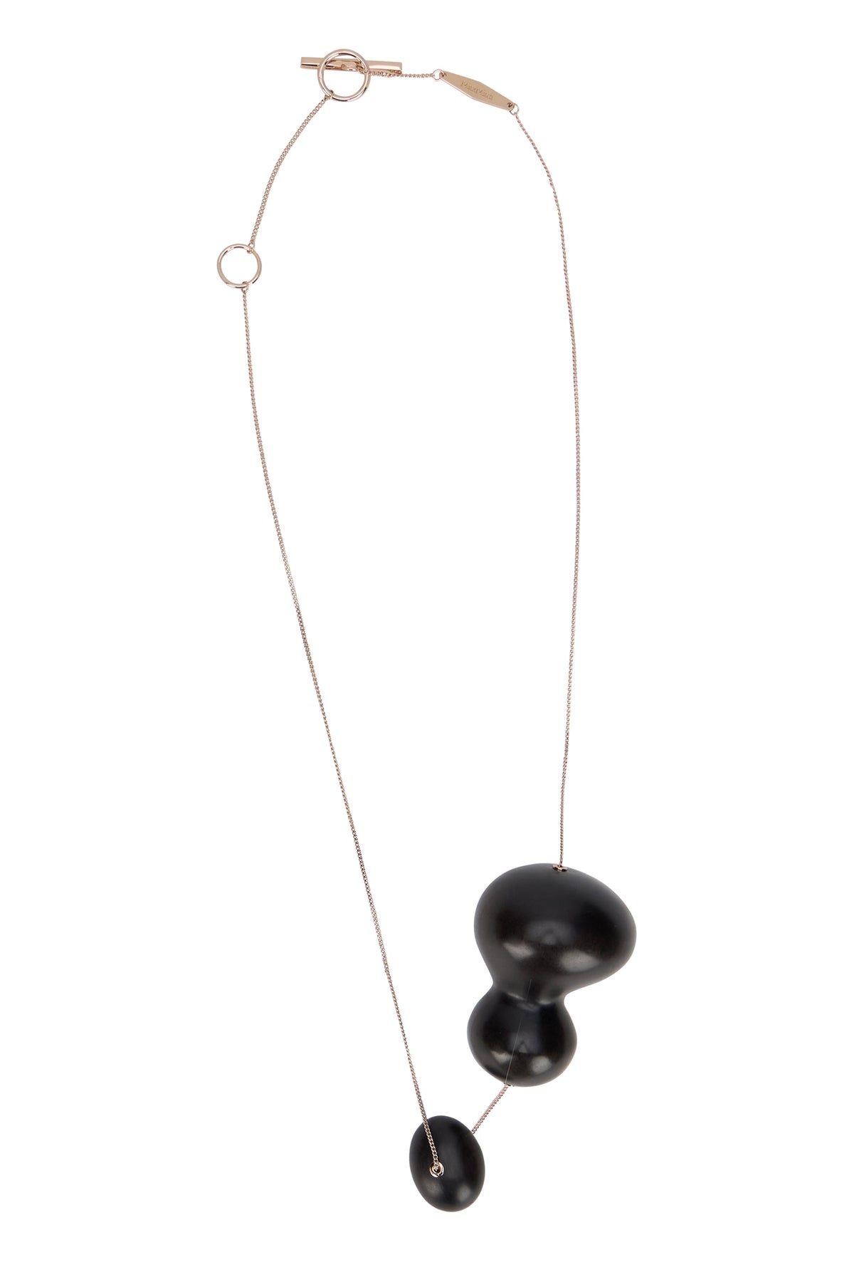 Necklace with pendant in metal and ebony wood RTW