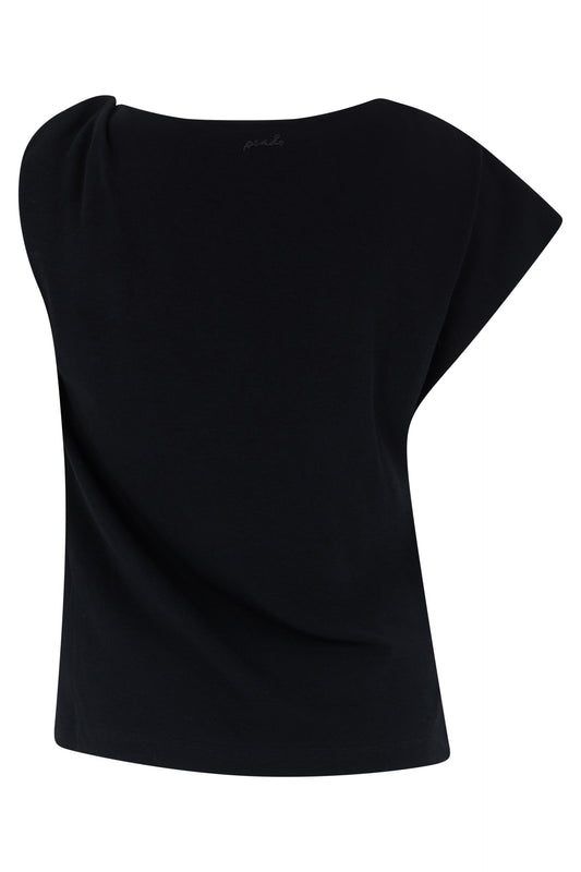 Black cotton t-shirt, wide neckline RTW