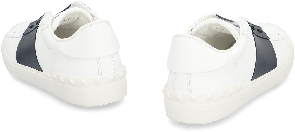 Open leather low-top sneakers SHOES