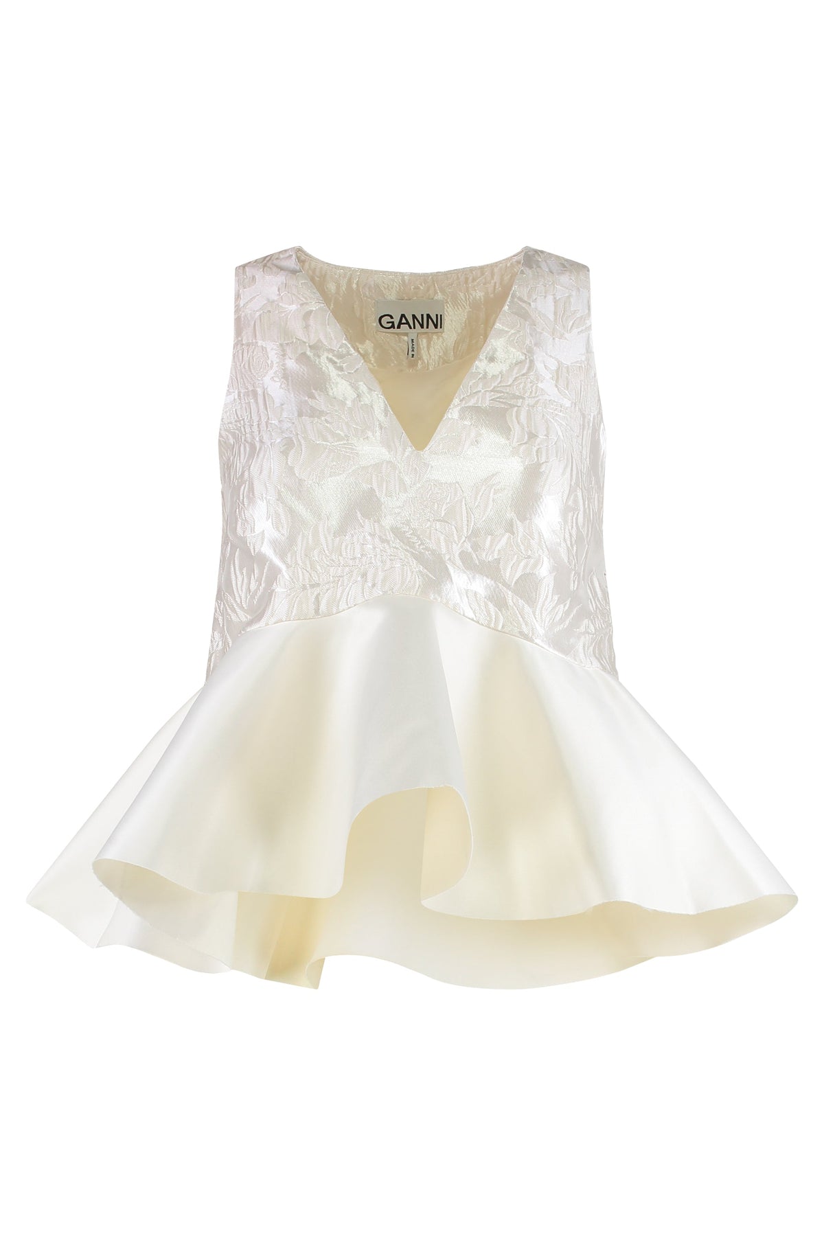 Satin top with peplum and cloque RTW
